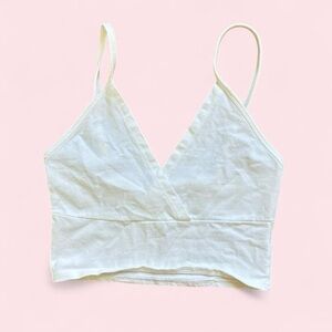 Brandy Melville John galt cotton White Women's V-Neck Spaghetti Strap Crop Top